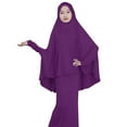 thumbnail image 2 of Tbopshirt Women's 2 Piece Outfits Muslim Arab Middle Teen Girl Solid Color Dress Two-Piece Suit Wide Leg Pants, 2 of 5