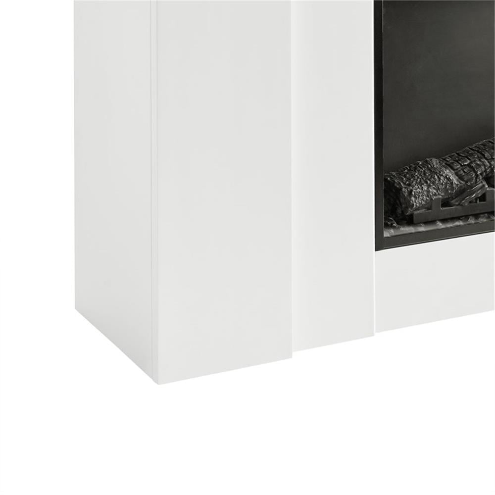Bowery Hill 64" Wood Landscape Electric Fireplace in White and Oak