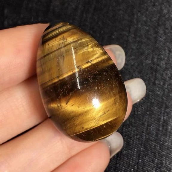 Natural Tiger Eye Egg Shaped Palm Stone Easter Egg Crystal Healing Reiki Stone Massage Tools 30x20mm