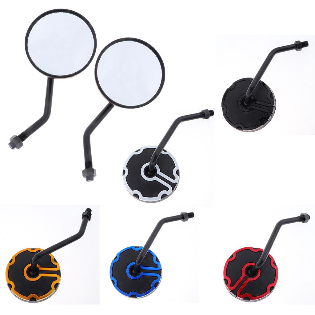 1 Pair Universal Motorcycle ATV Moped 10mm Rear View Round Mirror Scooter - Red , as described