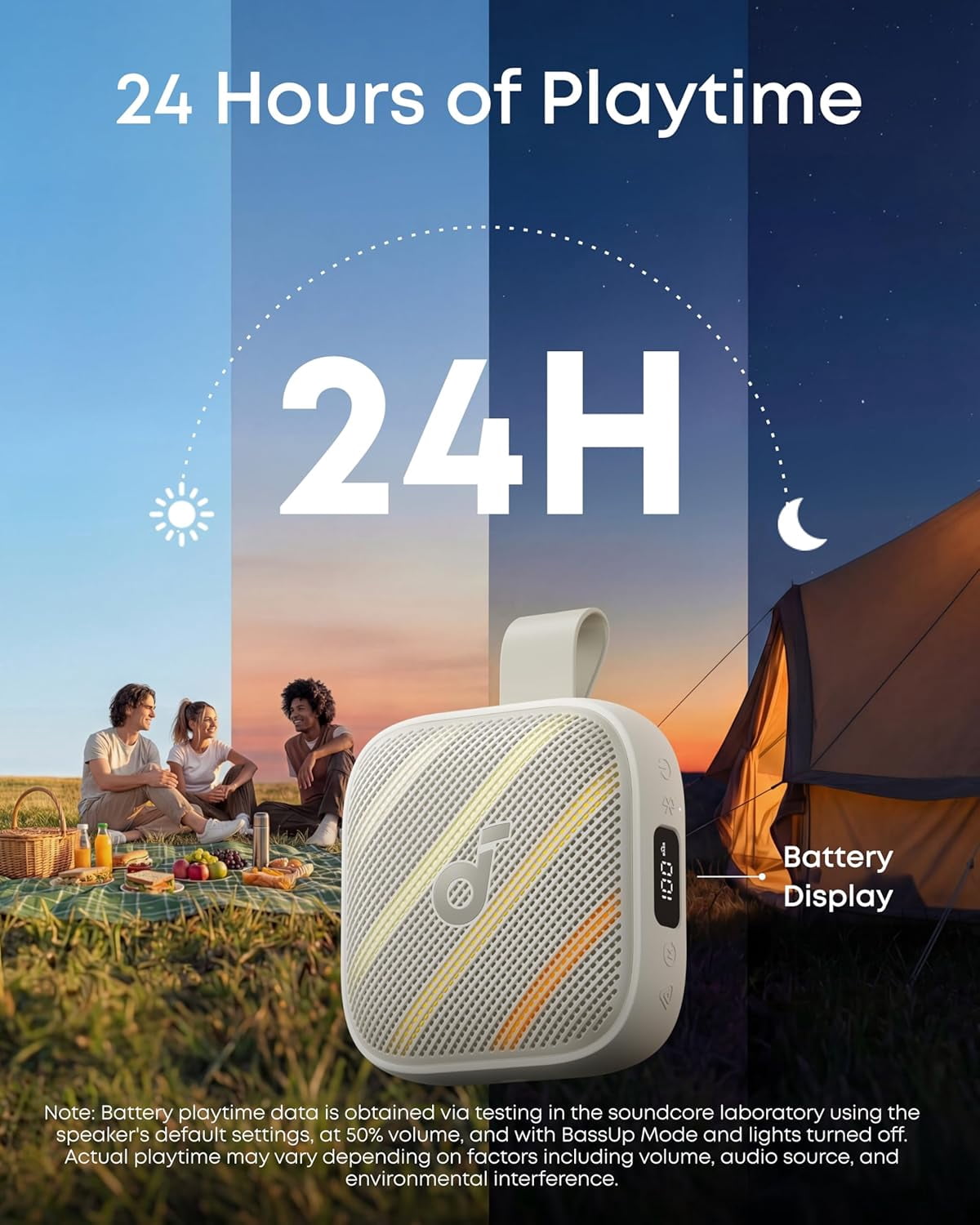 Soundcore Boom Go 3i by Anker Portable Speaker, 15W Punchy Sound, 24H Playtime, Bluetooth 6.0, BassUp 2.0, IP68, Emergency Charging for Hiking/Cycling/Camping