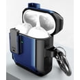 thumbnail image 5 of Secure-Click Series for Apple Airpods Case (1st and 2nd Gen), Nakedcellphone Rugged Hybrid Protective Cover with Carabiner Keychain Clip and Lock Closure for Airpods Console - Navy Blue, 5 of 8