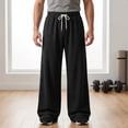 thumbnail image 5 of Homeyce Men's Baggy Joggers Sweatpants Open Bottom Drawstring Solid Sweatpants with Pockets Straight Leg Pants Wide Leg Big and Tall Casual Lightweight Joggers Trouser,Gray M, 5 of 7