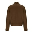 thumbnail image 6 of ClodeEU Women's Cropped Jackets,Long Sleeve Stand Collar Button-Up Coat with Pockets,Classic Trendy Casual Jackets Brown,Womens Plus L, 6 of 7