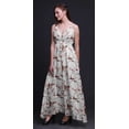 thumbnail image 2 of Bimba Robe Longue Maxi à Col en V Imprimée pour Femmes Été - Blanc Moyen, 2 of 4
