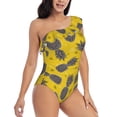 thumbnail image 3 of Sikiie Summer Pineapple Print Women One Piece Swimsuits Tummy Control One Shoulder Bathing Suits Ruffle Swimwear, From S to XXL-Large, 3 of 6