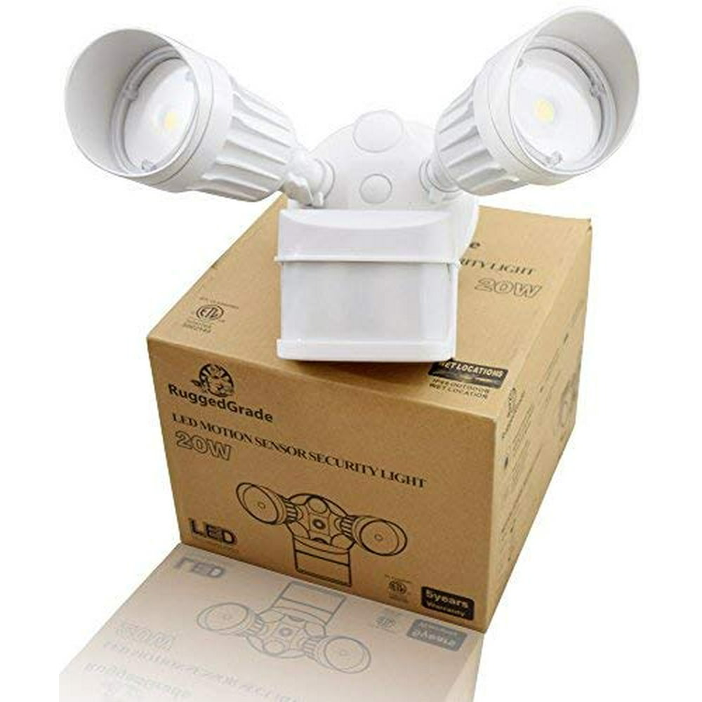20 Watt LED Motion Sensor Flood Light - White Color - Square Heads ...