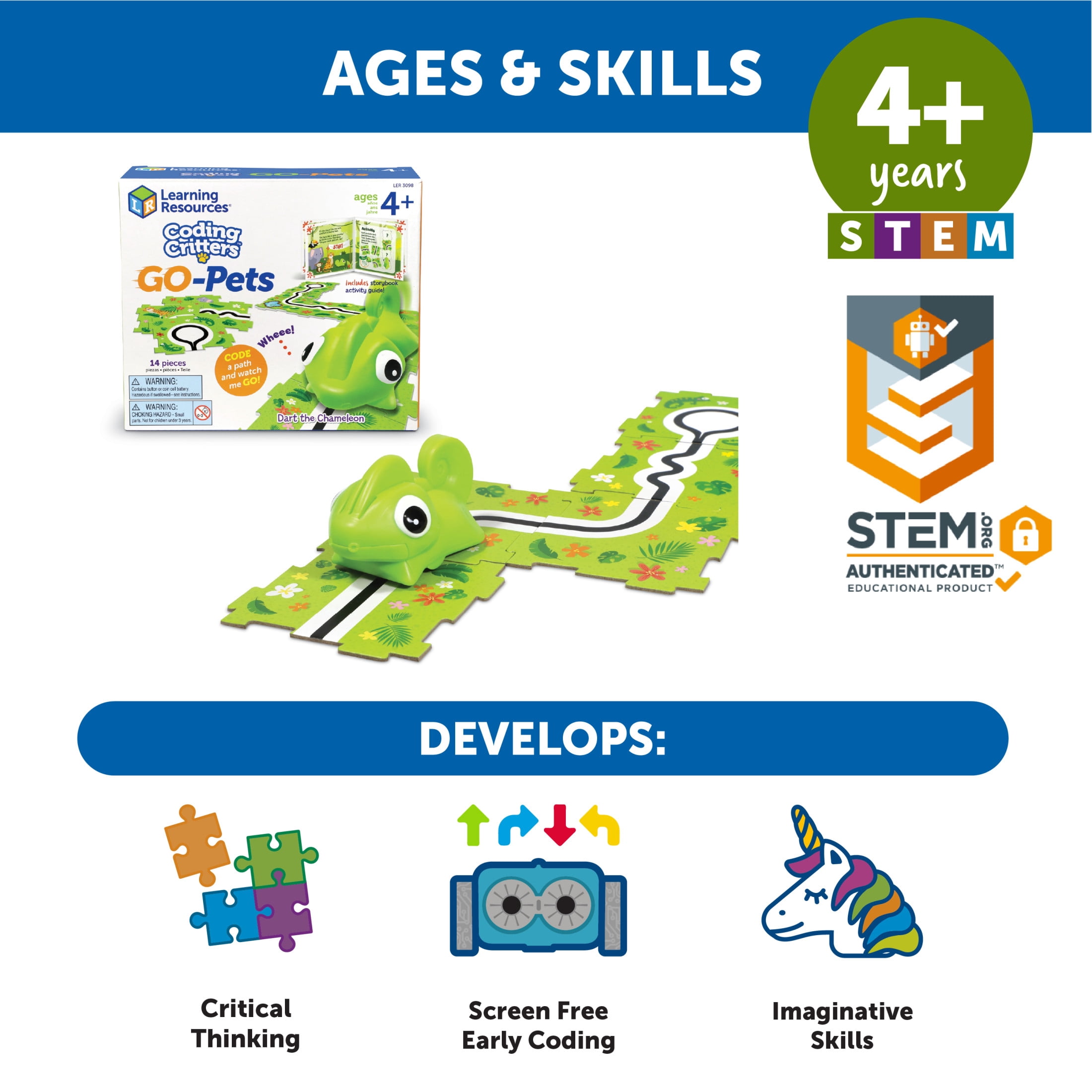 Learning Resources Coding Critters Go Pets Dart the Chameleon Early Coding Toy Ages 4 Plus
