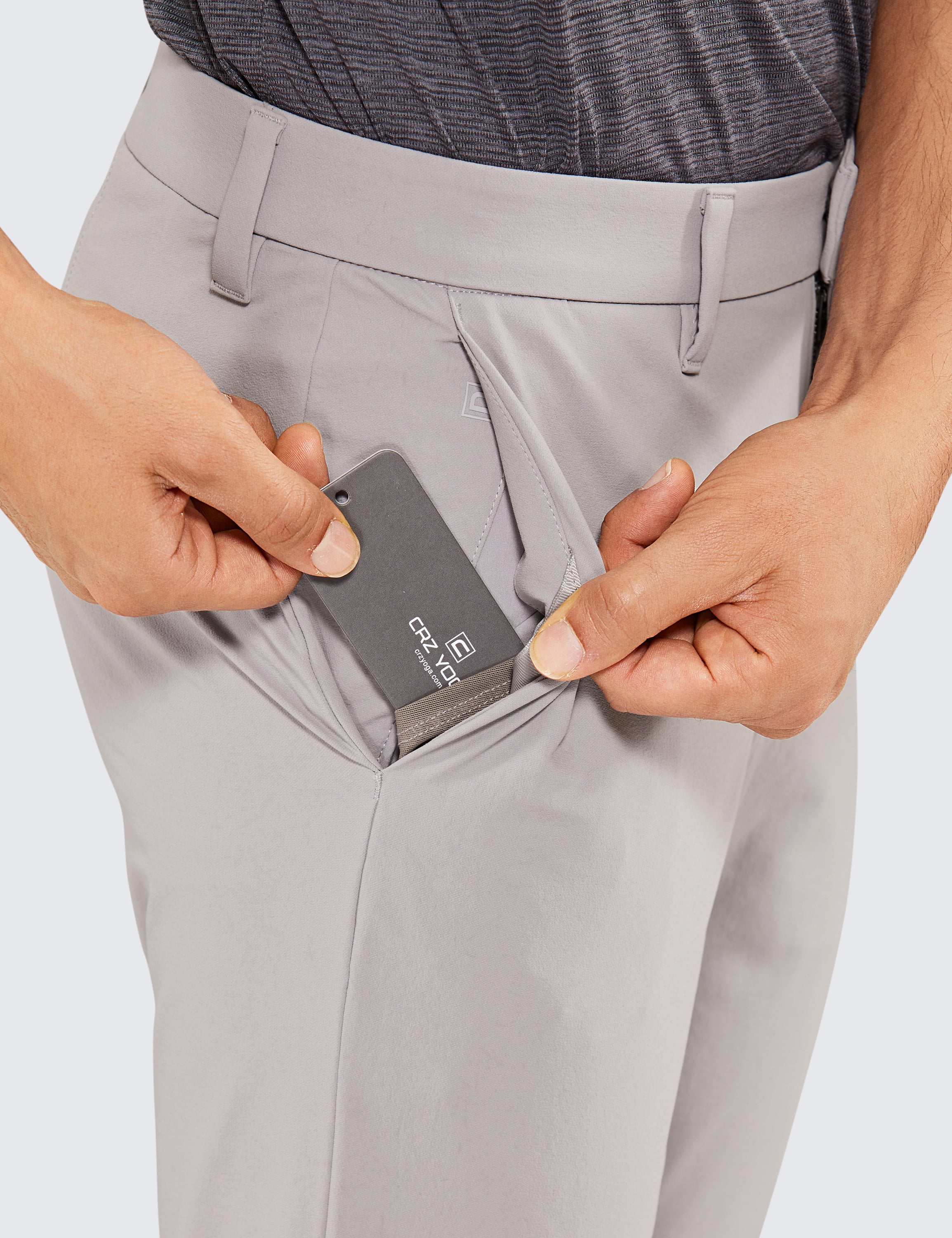 CRZ YOGA Men's Travel Pants - 32''/34'' Slim - Stretch Quick Dry Thick Golf  Work Pant with Pockets 