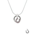 thumbnail image 2 of Delight Jewelry Silvertone Beaded Pink Crystal Horseshoe with Good Luck Miracles Ring Charm Necklace, 18", 2 of 4
