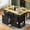 Black, variant on Euroco Kitchen Island with Charging Station, 6 Drawers, Drop Leaf, Trash Cabinet, and Open Shelves