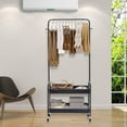 thumbnail image 2 of TFCFL Heavy Duty Clothes Rack with Shelves, Rolling Garment Rack with Lockable Wheels, Metal Sturdy Rolling Clothing Racks for Hanging Clothes, Portable Sturdy Coat Rack (Black), 2 of 9