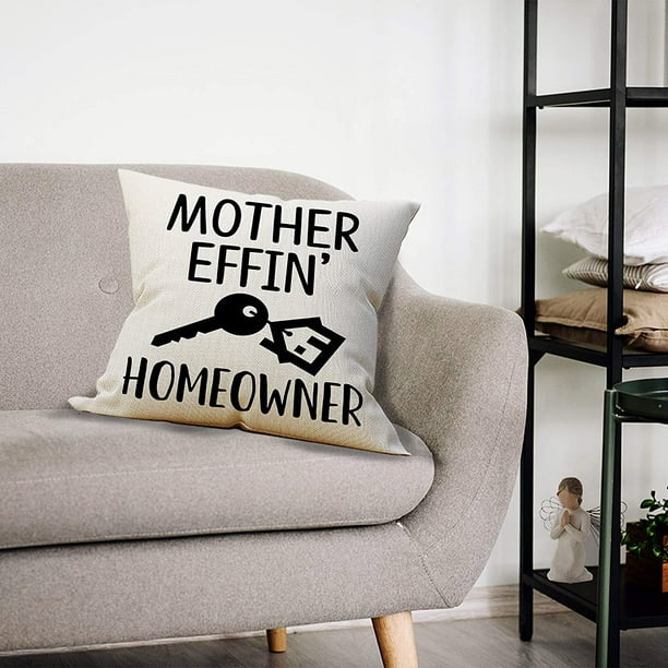 IGUOHAO Mother Effing Home Owner Throw Pillow Case Funny Homeowner Gift New Home Owner Gift Mother Housewarming Gift 18 x 18 Inch Linen Cushion