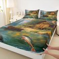 thumbnail image 4 of jejeloiu Big Bass Fish Queen Sheet Sets,Hunting And Fishing Bed Set For Boys Teens 4 Pieces, 4 of 6