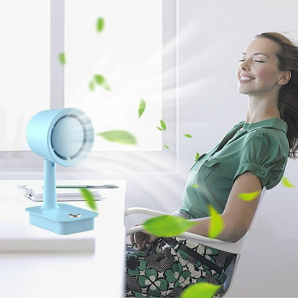 Fiudx Ventilador de Escritorio Plegable, Recargable Por Usb, Silencioso, Sin Aspas, Potente Viento, Soporte Multiusos para Teléfono, Ideal para Oficina, Dormitorio, Verde, Rosa, Azul y Blanco, Tamaño