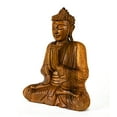 thumbnail image 2 of Wooden Serene Sitting Buddha "Anjali Mudra" Statue Handmade Meditating Sculpture Figurine Home Decor Accent Handcrafted Art Modern Oriental Decor Size: 12" tall x 10" wide x 5" deep, 2 of 5