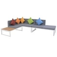 thumbnail image 3 of vidaXL 5 Piece Patio Lounge Set with Cushions Aluminum and WPC, 3 of 9