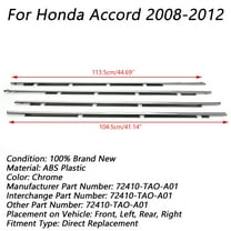 Chrome Window Moulding Trim Seal Belt 4pcs For Honda Accord 2008-2012