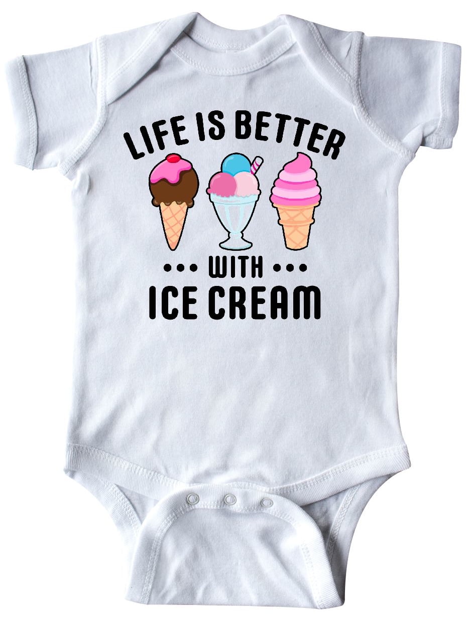Inktastic Life Is Better With Ice Cream With Bowl And Two Cones Infant Creeper