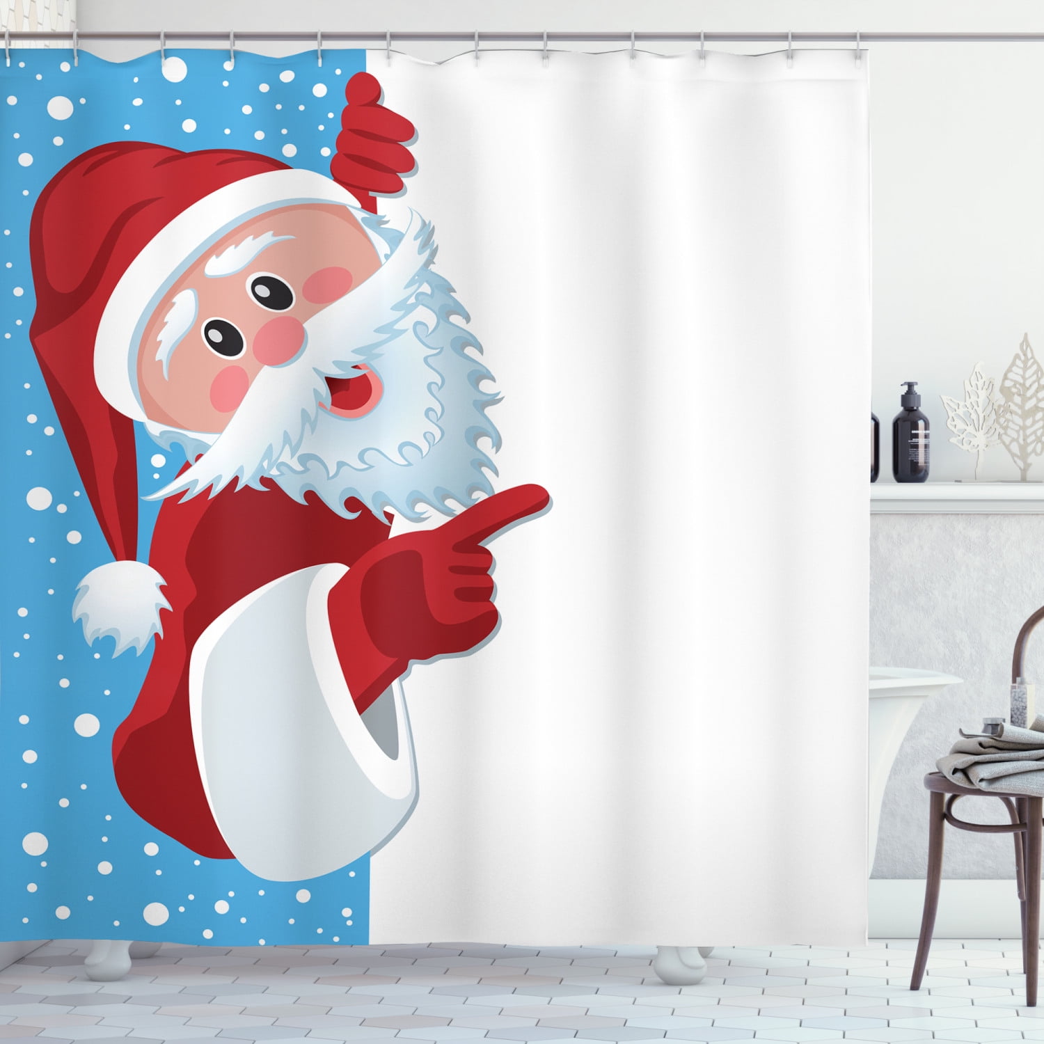 Details about   Chritmas Fireplace Santa Claus and Gift Shower Curtain Set Waterproof Fabric 72" 
