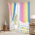 thumbnail image 3 of Manfei Rainbow Stripe Blackout Curtains Set of 2 (52x84 Each), Cute Love Heart Curtain, Blue Yellow, 3 of 6