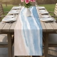 thumbnail image 4 of Ombre Blue Waves Table Runner 72 Inches, Gradient Coastal Beach Sandy Ocean Bed Runner Dresser Scarves Tabletop for Indoor Outdoor Parties/Ceremony/Banquet, 18" x 72", 4 of 9