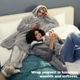 thumbnail image 4 of Cozy Comfort Wearable Blanket Hoodie Gifts for Women - Cozy Sherpa Hoodie Blanket Men, Warm Hooded Blanket Sweatshirt with Pockets for Adults, Grey, 4 of 6