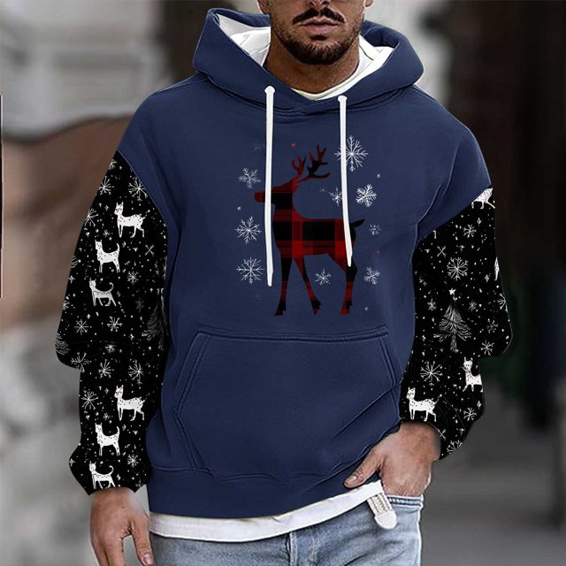 Sudadera con capucha para hombre, estilo casual, con cuello redondo, estampado, manga larga, blusa de poliéster