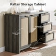 thumbnail image 5 of OAKHAM Rattan Sideboard Buffet, 3 Drawer Storage Cabinet for Living Room, Entryway, Midnight Oak, 5 of 7