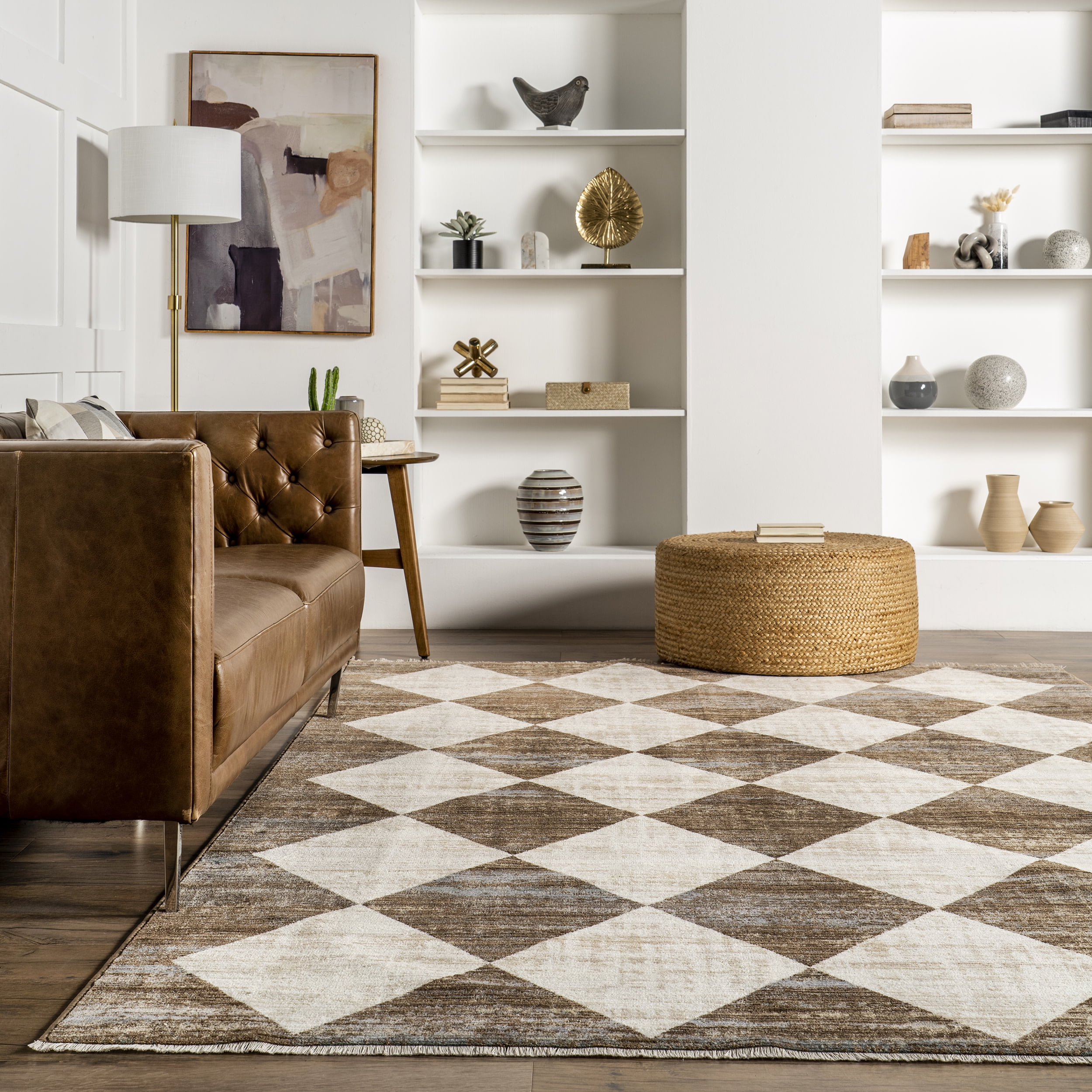 nuLOOM Meline Checkered Fringe Area Rug, 2' x 4' 4", Beige