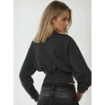 thumbnail image 3 of Fitted Crew Neck Corset Knitted Sweatshirt, 3 of 6