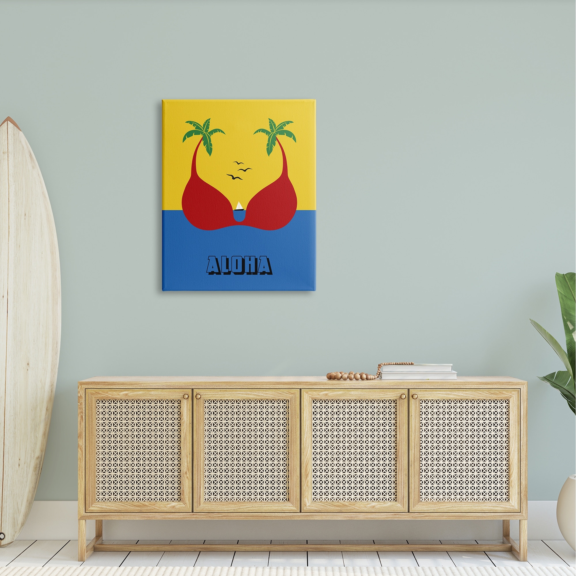Stupell Industries Tropical Aloha Saying Swimsuit Palm Trees Design, 30 x 40, Design by Atelier Posters
