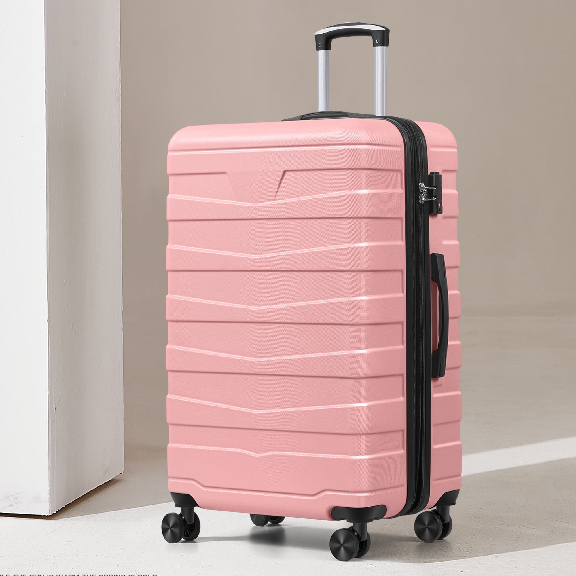 AMZFUN 20 Inches Carry On Luggage, Lightweight ABS+PC Hard Case Suitcase With 360Β° Rotating Silent Wheel, With TSA Lock, Airline Approved Luggage, Pink