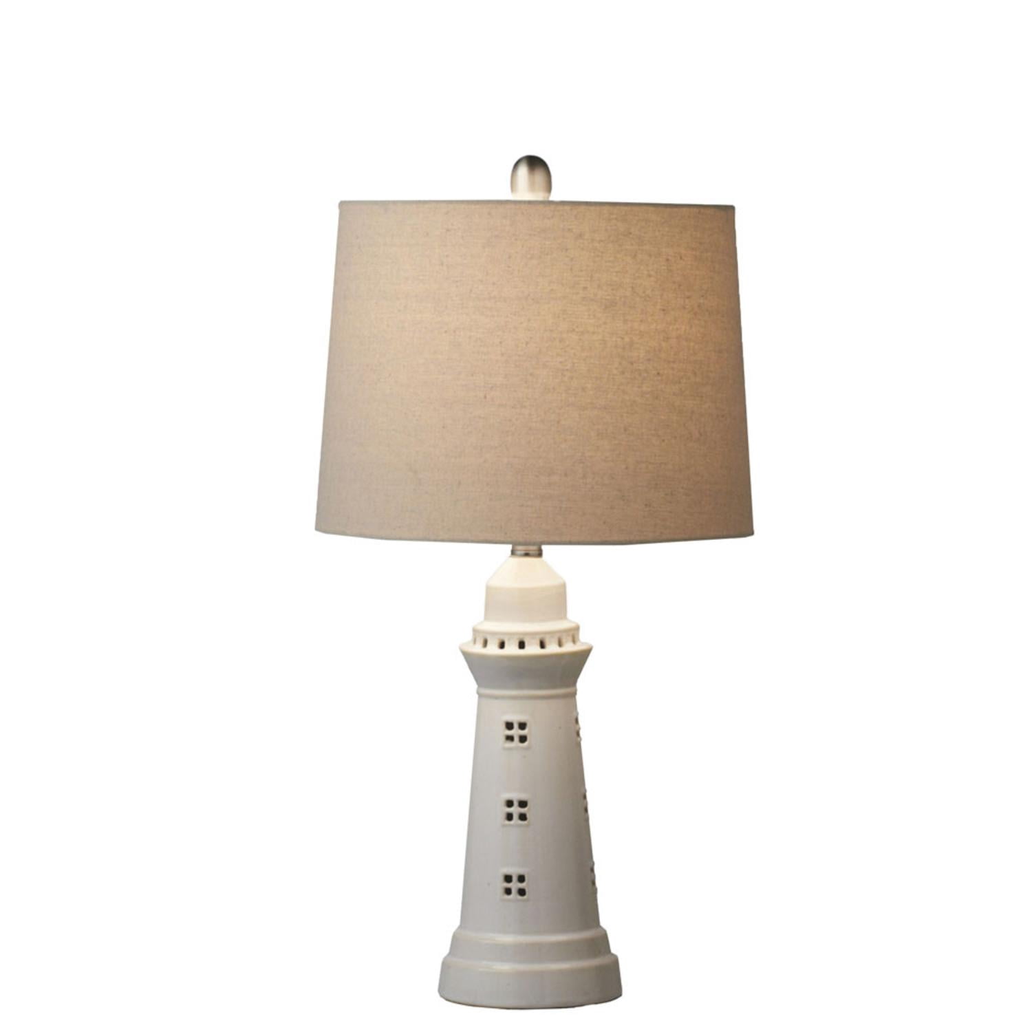 Set of 2 White Decorative Lighthouse Accent Table Lamp 60W Max 17 ...