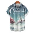 thumbnail image 2 of Mens Manga Corta Botón Abajo Camisas, Cuello de Vuelta Navidad Impresa Blusa, Top de Moda Casual, 2 of 3