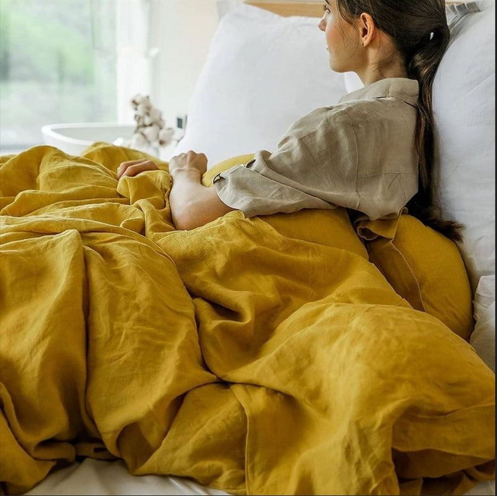 Pavish Export Cotton Duvet Cover In 1 duvet cover Softened Cotton Yellow Comforter Cover Quilt Cover With Coconut buttons Stonewashed Bedding Set Tiwn