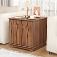 thumbnail image 3 of LEFHDA 24" Large Square End Table with Storage — Mid Century Modern Sofa Side Table, Nightstand with Doors/Drawer & Adjustable Shelf for Living Room, Bedroom, Office, 3 of 10