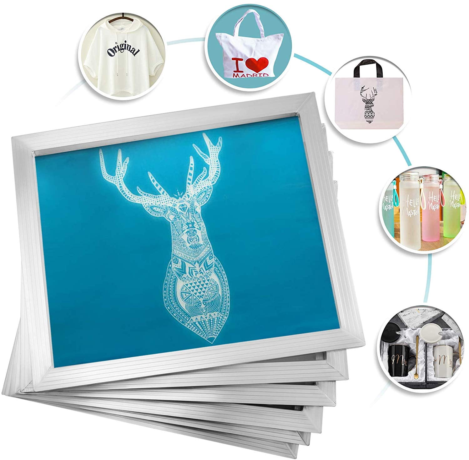 VEVOR 20x24" Silk Screen Frame 6 Pieces Silk Screen Printing Frame with White 110 Count Mesh