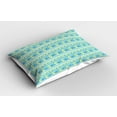 thumbnail image 2 of Ambesonne Aqua and Coral Pillow Sham 2 Pack, Striped Jellyfish, 30"x20", Sea Blue and Pastel Yellow, 2 of 3