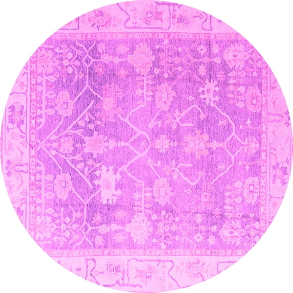Ahgly Company Indoor Round Oriental Pink Traditional Area Rugs, 7' Round