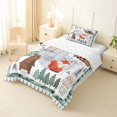 thumbnail image 2 of Castle Fairy Cute Camo Woodland Animal Twin Comforter Sets 2pcs,Fox Bear Deer Puppy Pine Bedding Set,Sage Cream White,Reversible,1 Comforter and 1 Pillowcase, 2 of 6