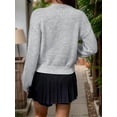 thumbnail image 3 of Women's Crew Neck 3D Flower Embroidered Sweater, Long Sleeve Loose Knit Pullover Top for Daily Wear, 3 of 12