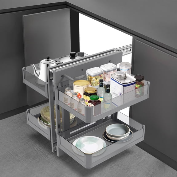 Blind Corner Cabinet Organizer Corner Pull Out Organizer for Kitchen 63*50*59cm
