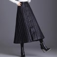thumbnail image 2 of Invierno Mujer Abajo de cinturo Casual Negro Grueso Cálido - XL SG Yinane Las mujeres una falda de vestido de línea, 2 of 8