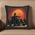 thumbnail image 5 of Set of 2 Vintage-Inspired Throw Pillow Covers 18x18in - Retro Car & Sunset Design for Couch Bed or Car Decor, 5 of 8