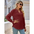thumbnail image 5 of Women'S Casual Long Sleeve V-Neck Pullover Shirt Top Wine Red XXL, 5 of 10