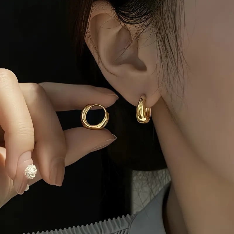 Bluebell Jewels Hoop Thick Dangle Earrings 14k Yellow Gold Plated for Women