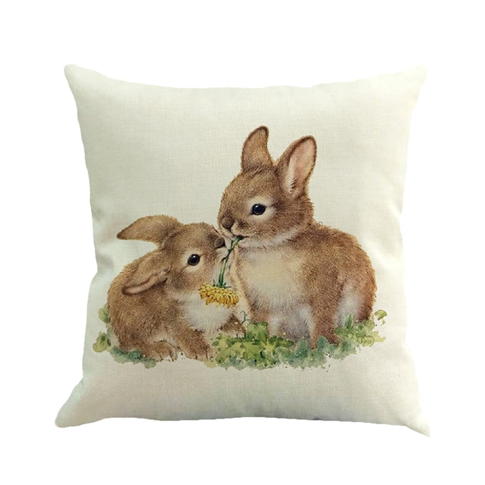 JeashCHAT Easter Pillow Covers 18x18 Easter Pillow Cases Rabbit Bunny