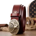 thumbnail image 3 of Cinturón de cuero genuino con hebilla de cobre puro para hombre, capa superior de piel de vaca, cinturón de cintura para motocicleta de Hip Hop, accesorio informal de moda, 3 of 5