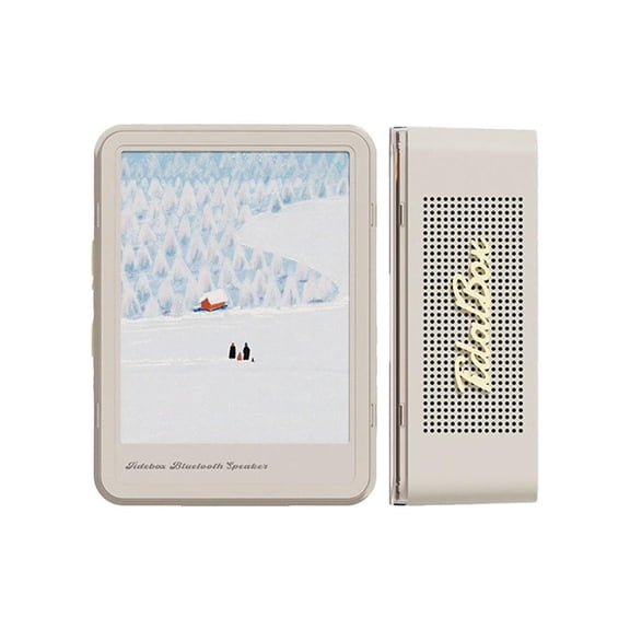 Tidebox Bluetooth Speaker with Digital Display, 360° Surround Sound, 12-Hour Playtime, Customizable Visuals, Compact White Home Audio Device